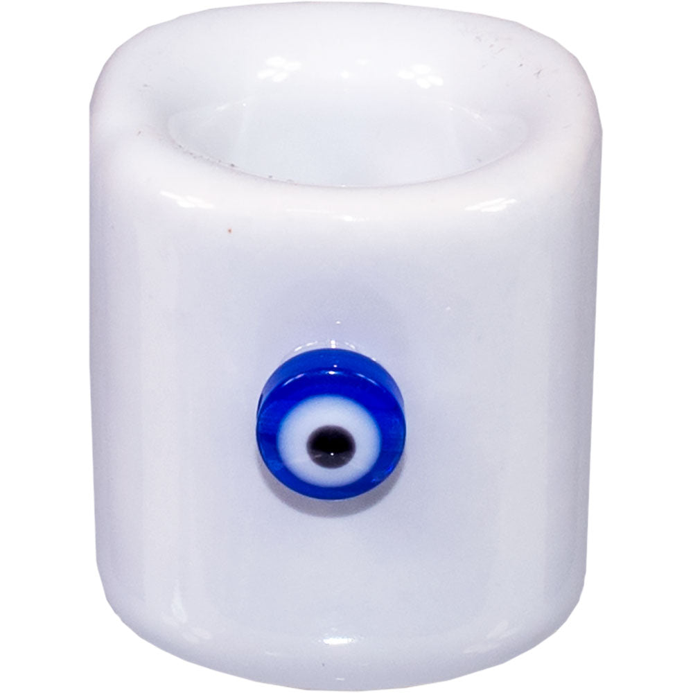 White Mini Candle Holder - Evil Eye
