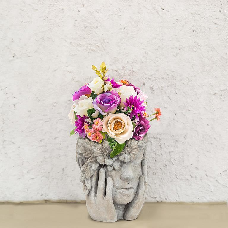 Woman with Flower Halo Planter