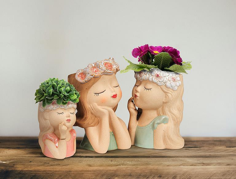 Daydream Girl with Floral Crown Planter - Large