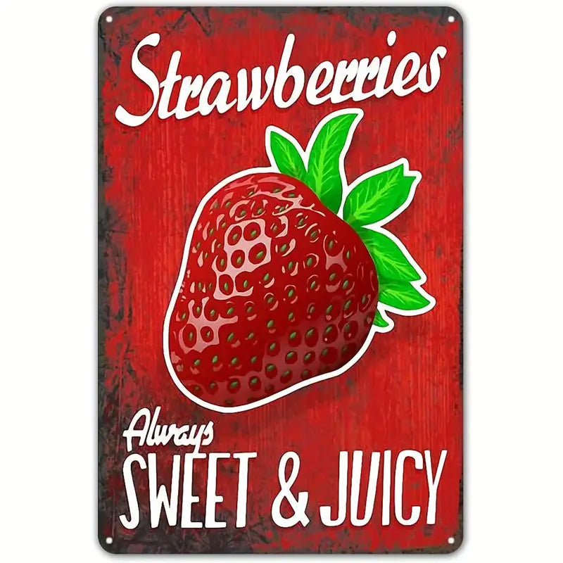 Metal Sign - Strawberries