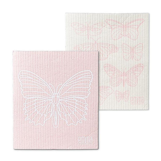 Amazing Swedish Dishcloth - Pink Butterflies (Set of 2)
