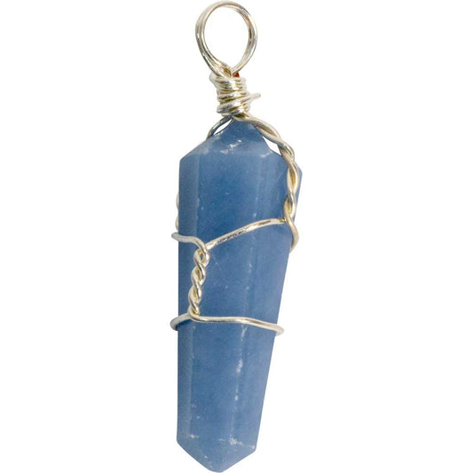 Angelite Wire Wrapped Point Pendant