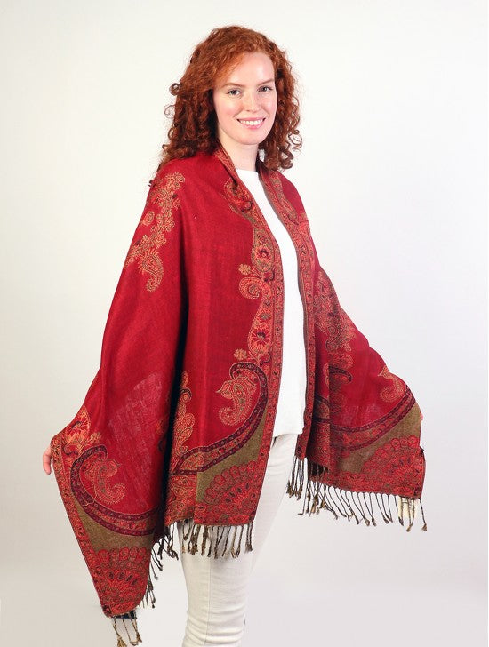 Pashmina - Red Paisley Print