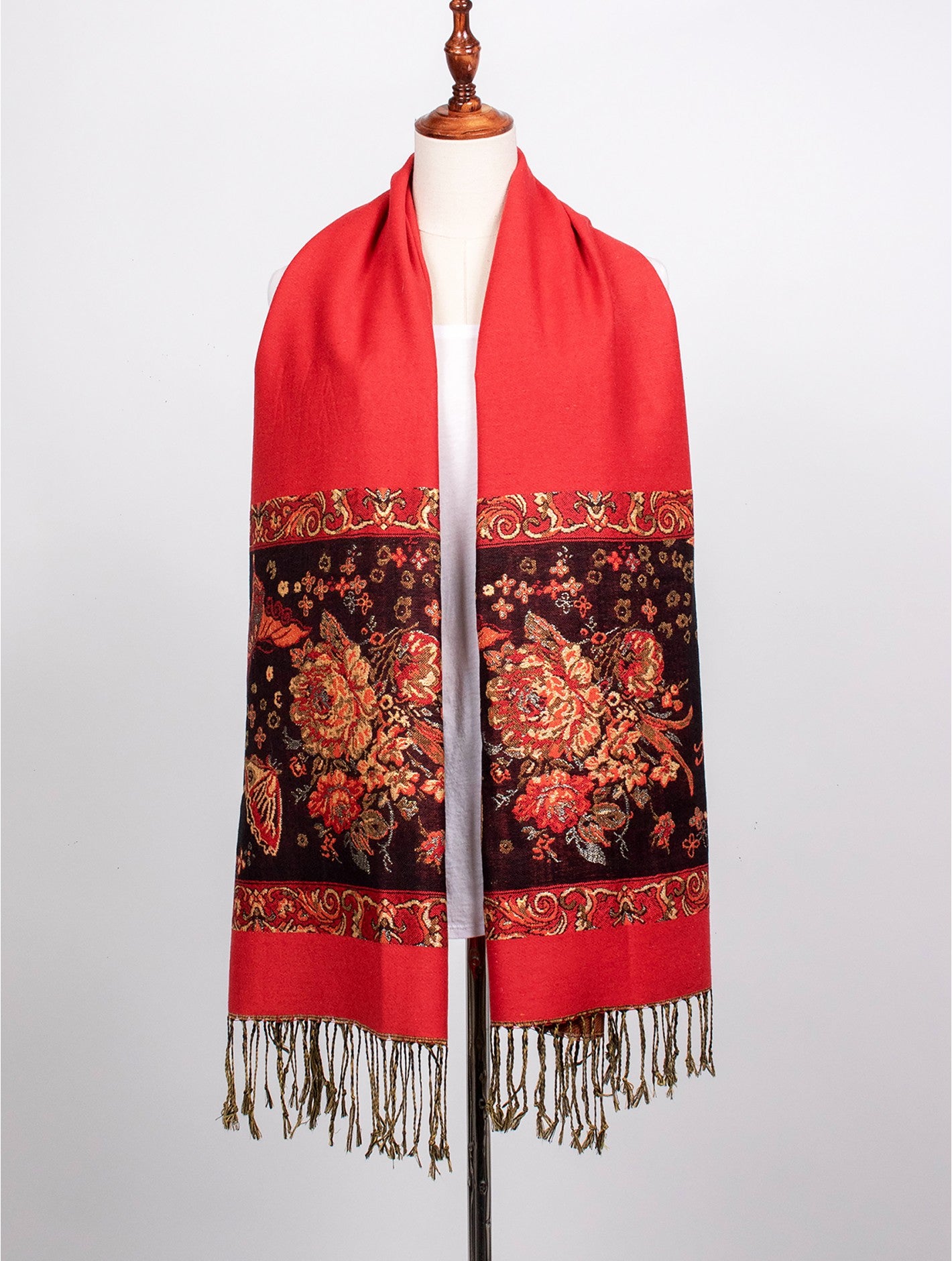 Pashmina - Red Butterfly Print
