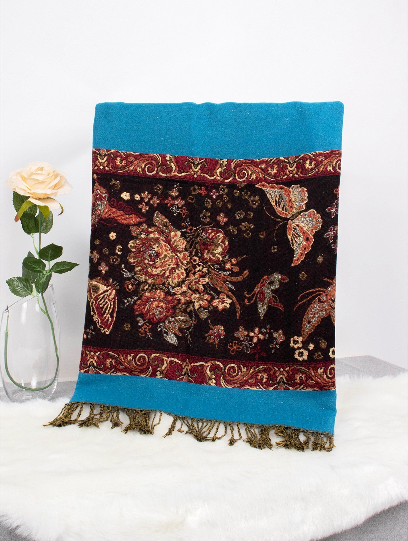 Pashmina - Turquoise Butterfly Print