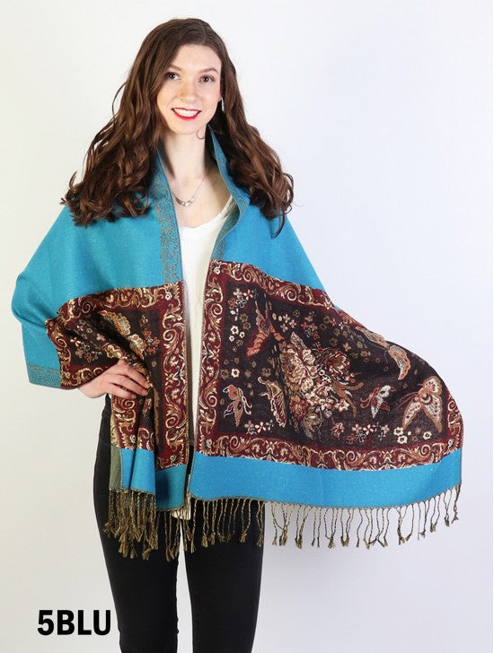 Pashmina - Turquoise Butterfly Print