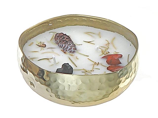 Botanical Soy 2 Wick Candle in Gold Dish 5.30 oz - Mahogany Oak