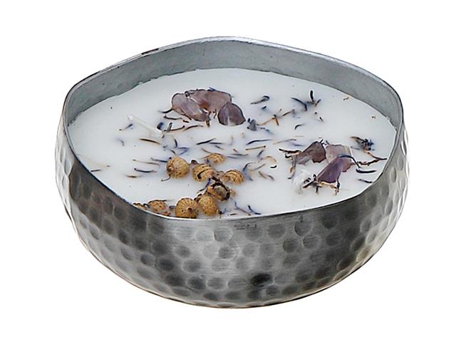 Botanical Soy 2 Wick Candle in Brushed Silver Dish 5.30 oz - French Lavender