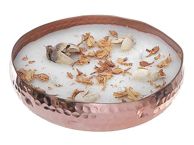 Botanical Soy 4 Wick Candle in Copper Dish 10.6 oz - Aqua Oud