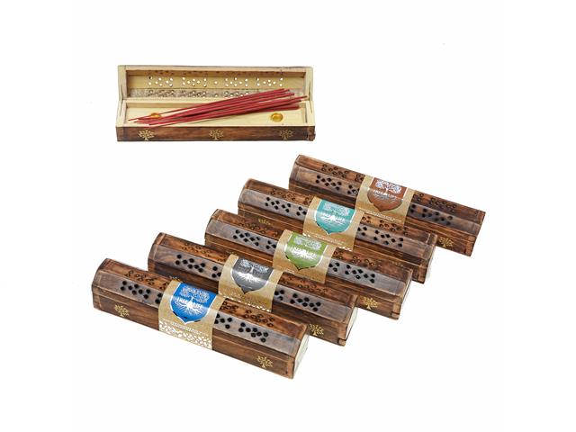 Tree of Life Wooden Incense Box with Incense - Fruit Orchard