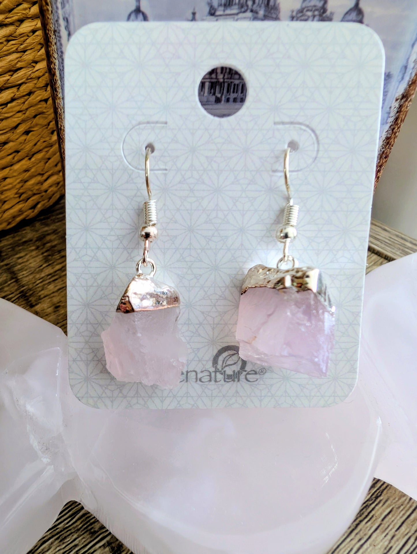 Rough Point Rose Quartz Earrings