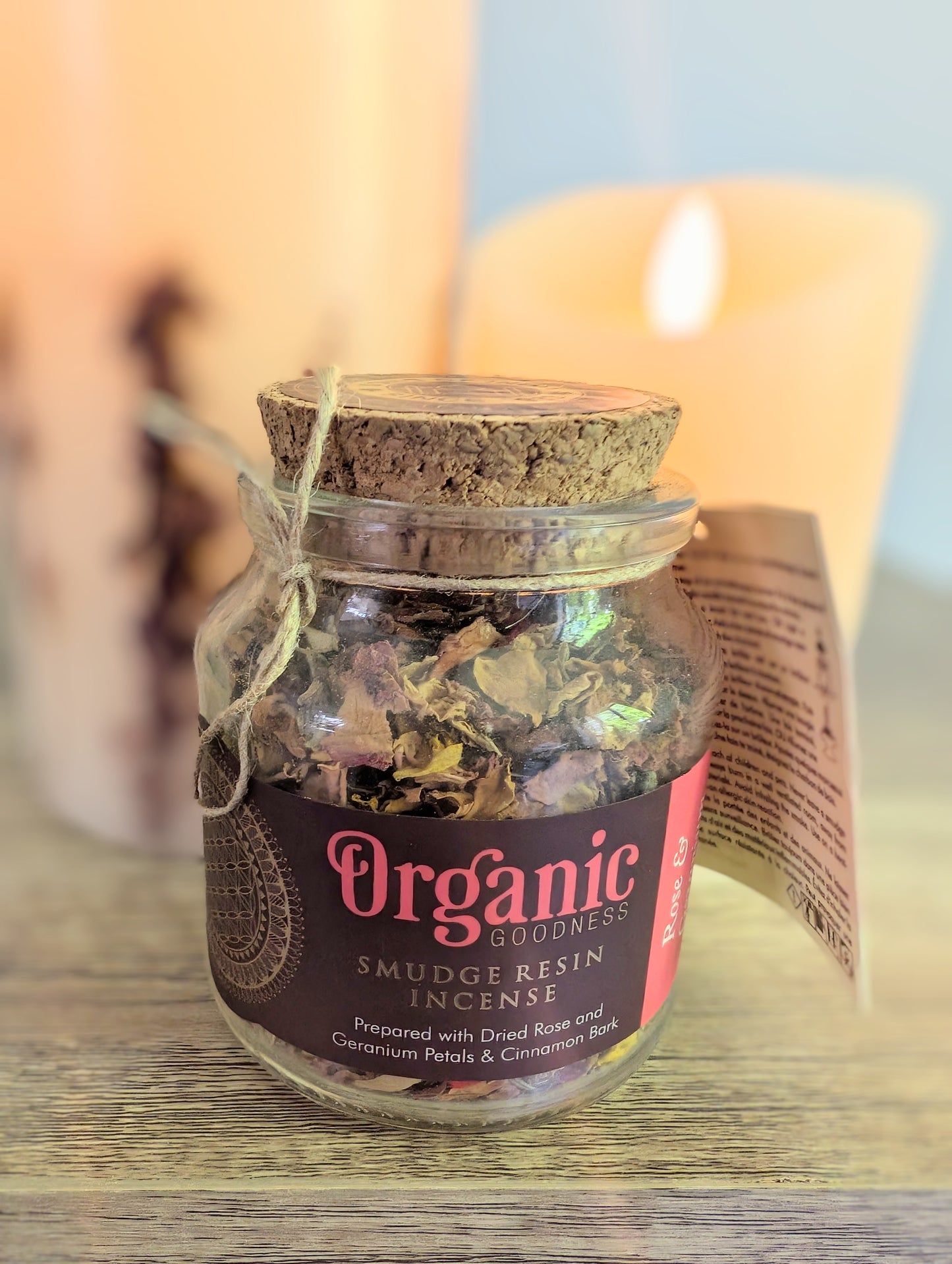 Song of India Organic Goodness Smudge Resin Incense - Rose & Geranium