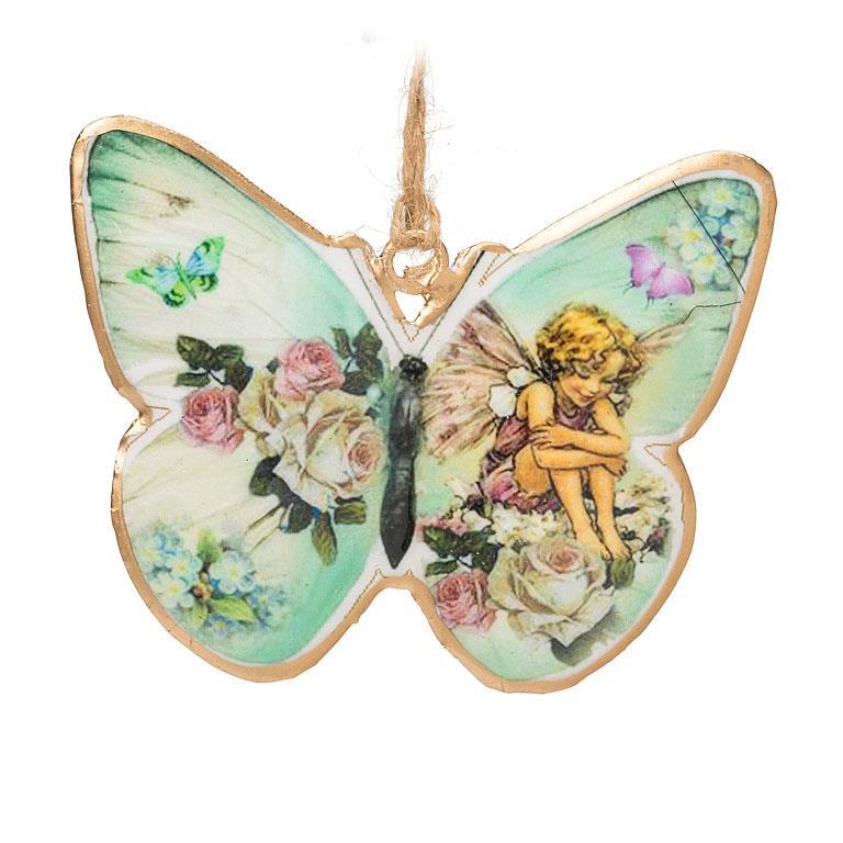 Fairy Butterfly Ornament - Sitting on Flowers