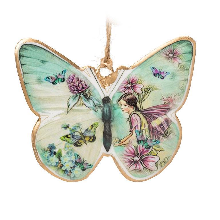 Fairy Butterfly Ornament - Purple Floral