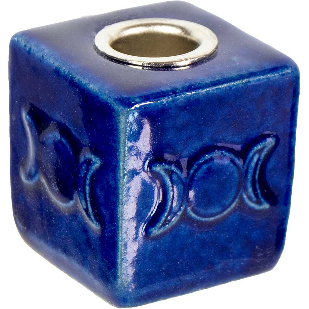 Blue Triple Moon Mini Candle Holder