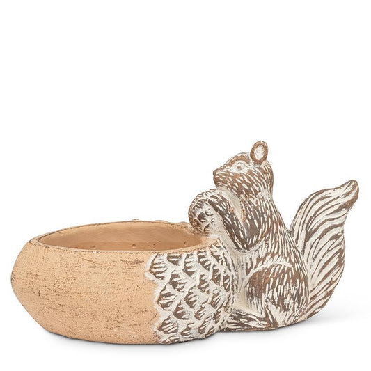 Squirrel With Acorn Planter