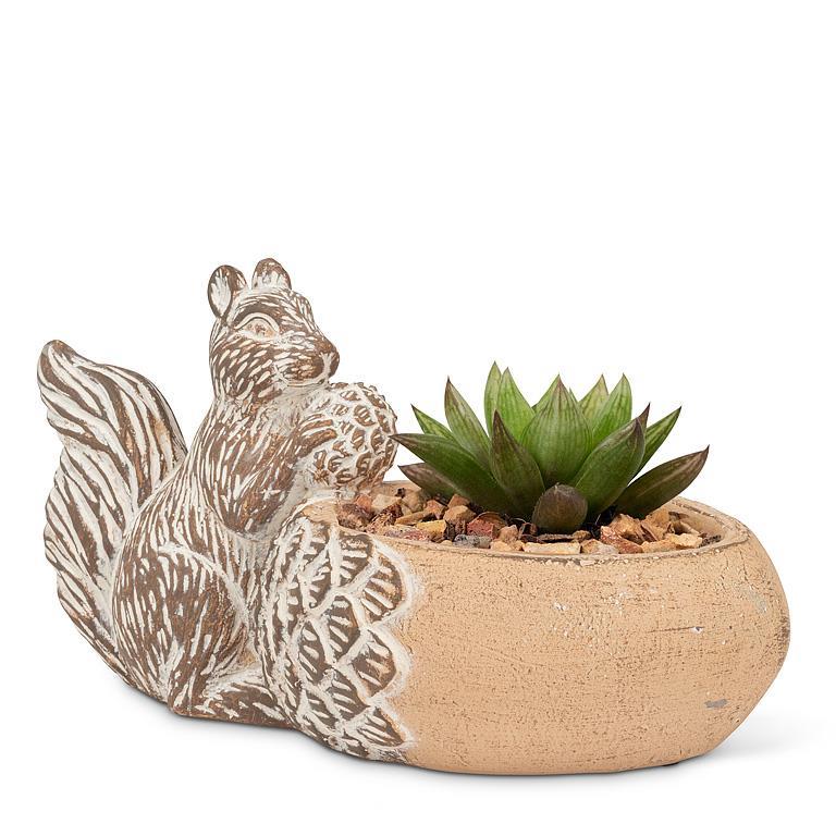 Squirrel With Acorn Planter
