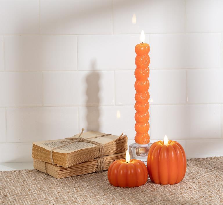 Stacked Pumpkin LED Candle (Set of Two)