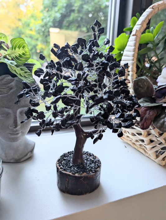 Gemstone Bonsai Tree (Black Tourmaline) 9"