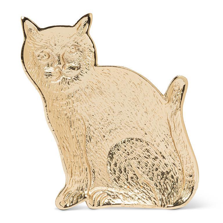Gold Sitting Cat Trinket Dish
