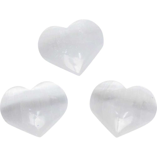 Puffed Gemstone Mini Heart - Selenite