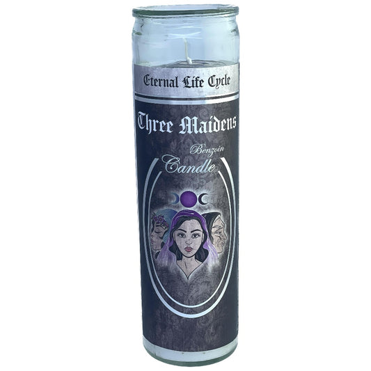 Glass Ritual Candle - Three Maidens Triple Moon (Benzoin)
