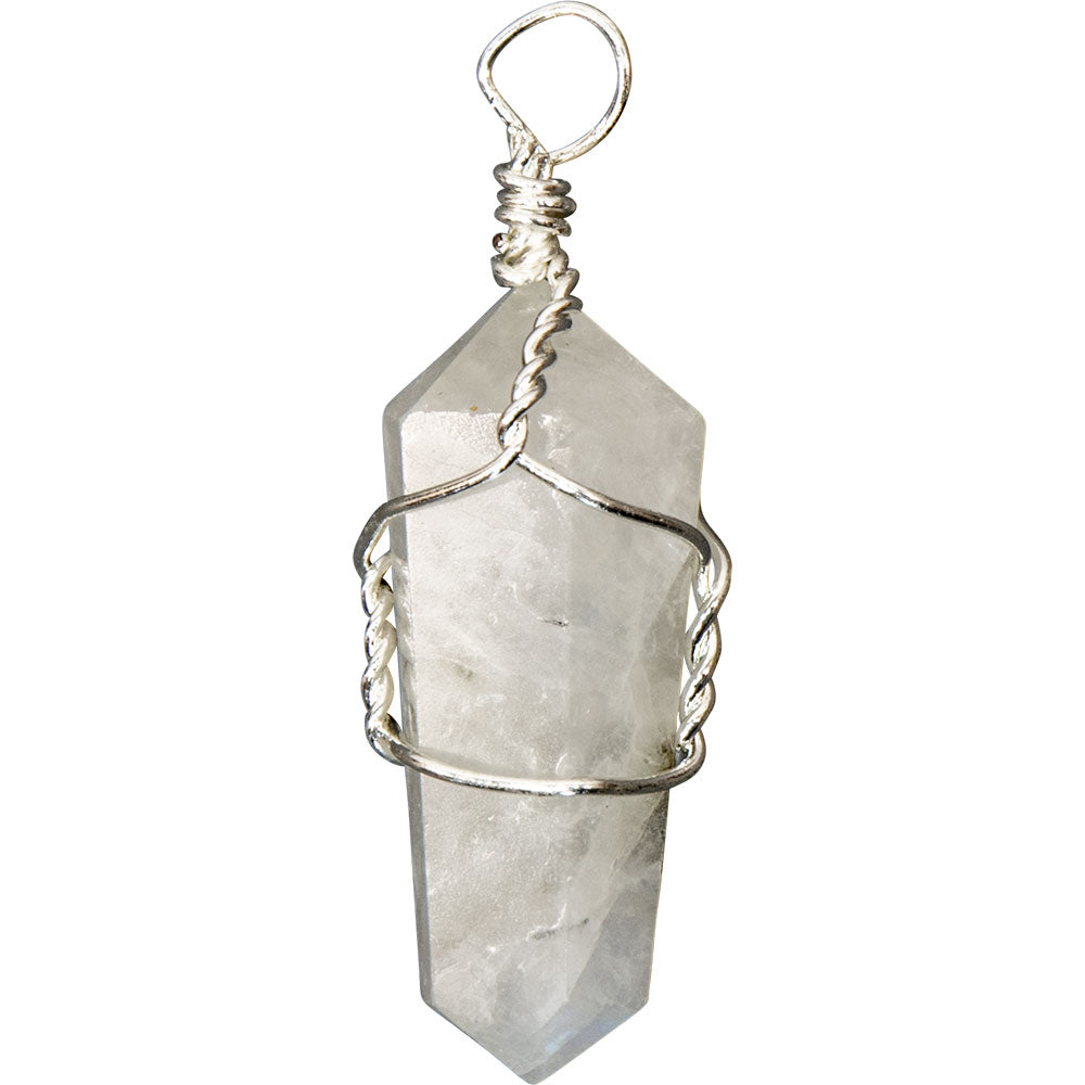Rainbow Moonstone Wire Wrapped Point Pendant