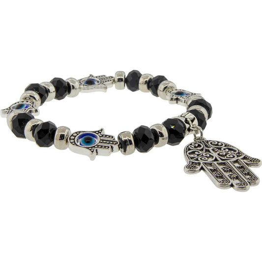 Evil Eye Bracelet - Black Glass Beads