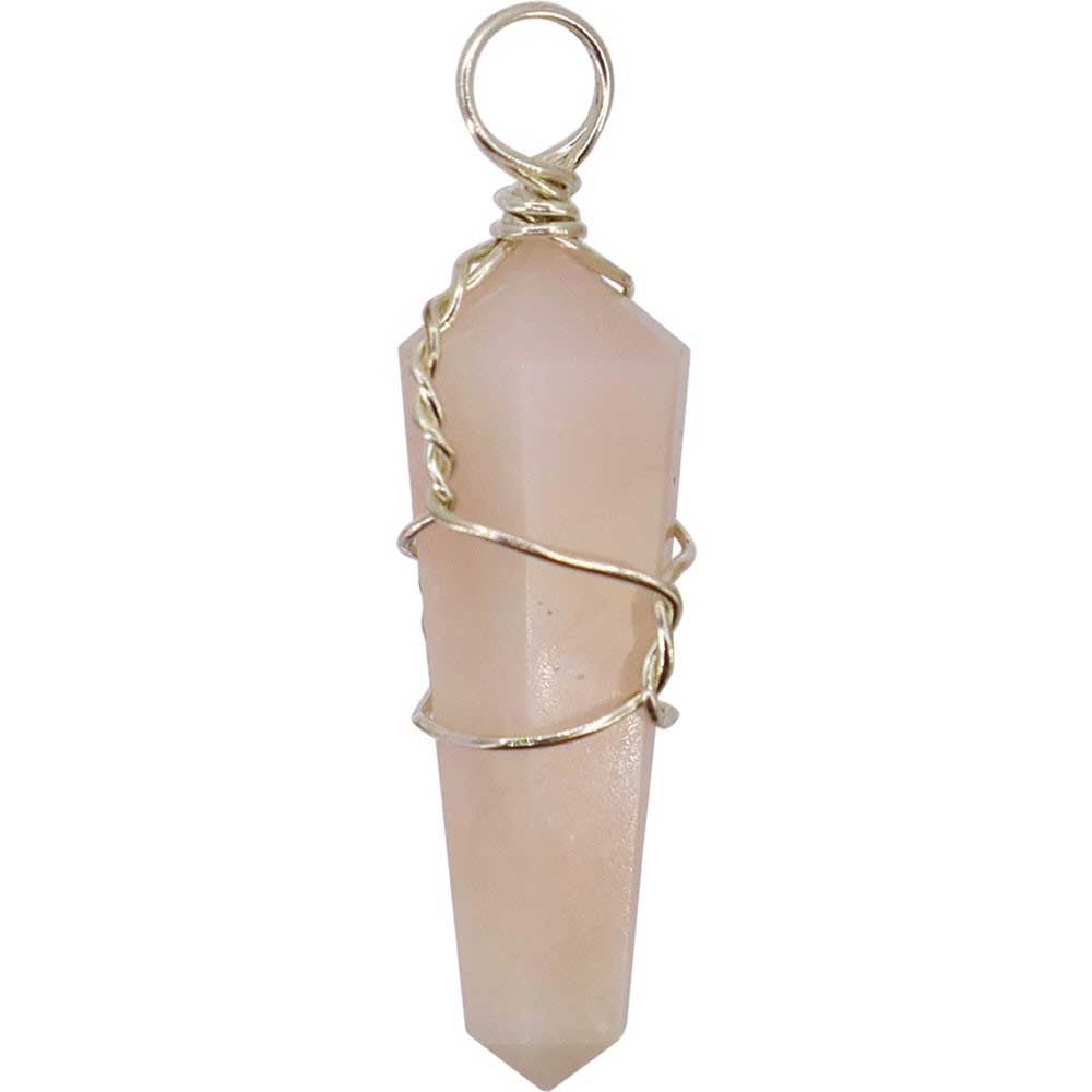 Pink Opal Wire Wrapped Point Pendant