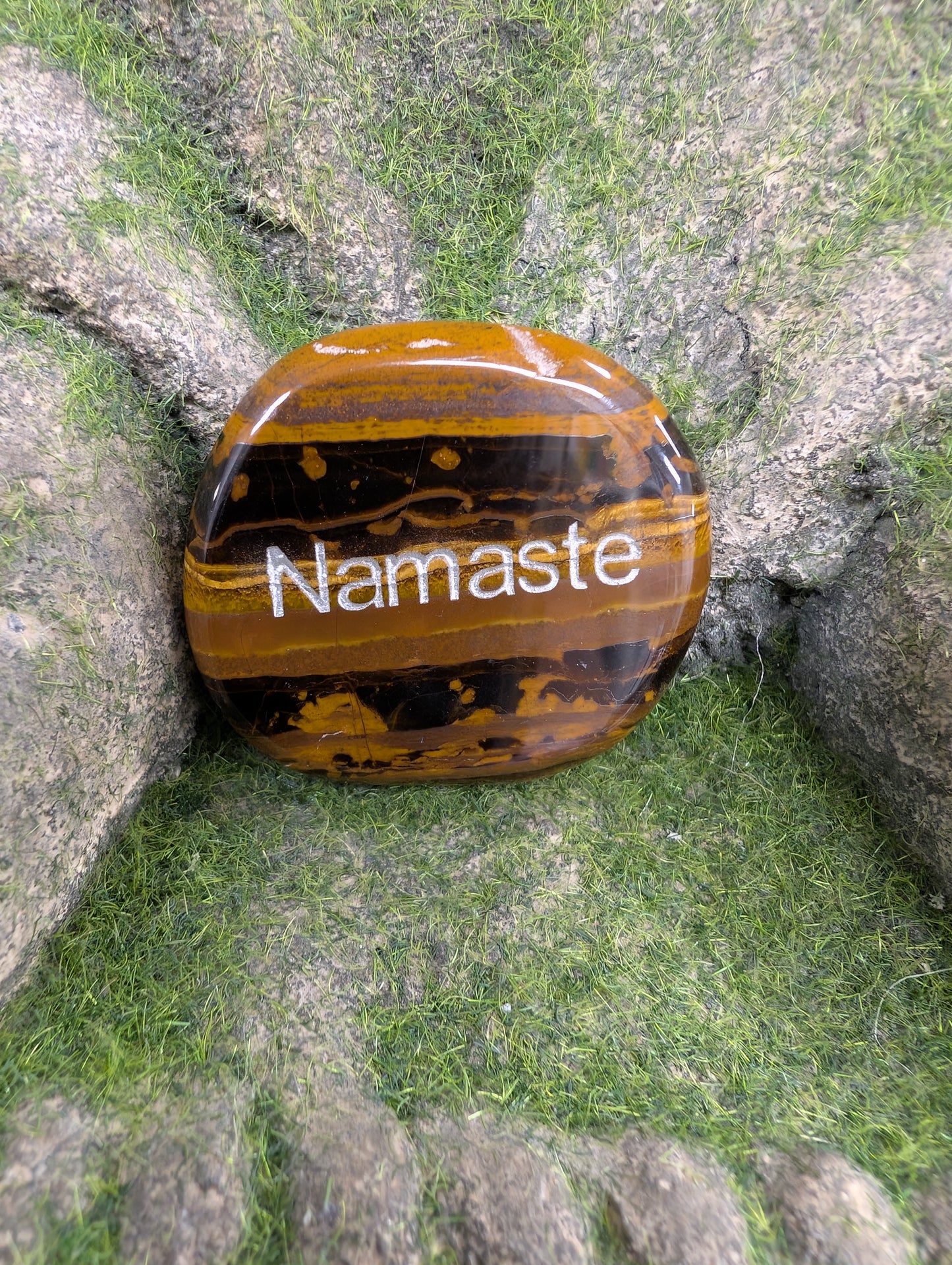 Positive Word Gemstone - Namaste (Tiger Eye)