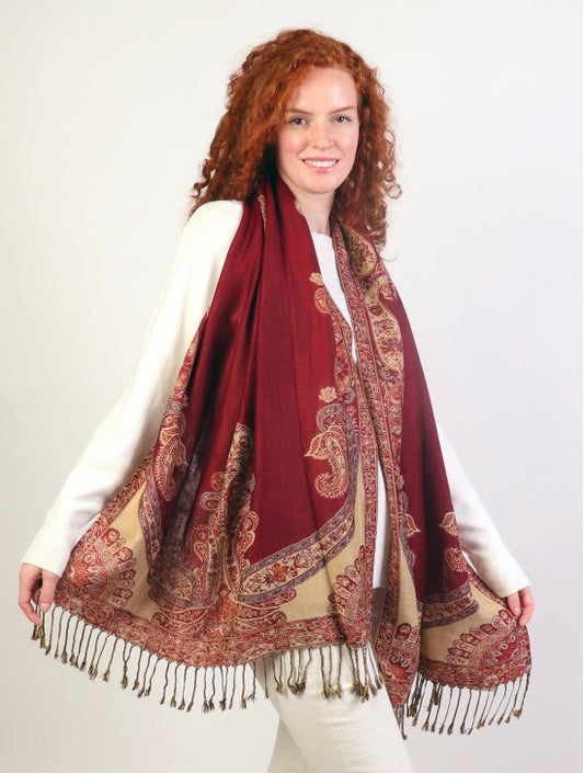 Pashmina - Burgundy Paisley Print