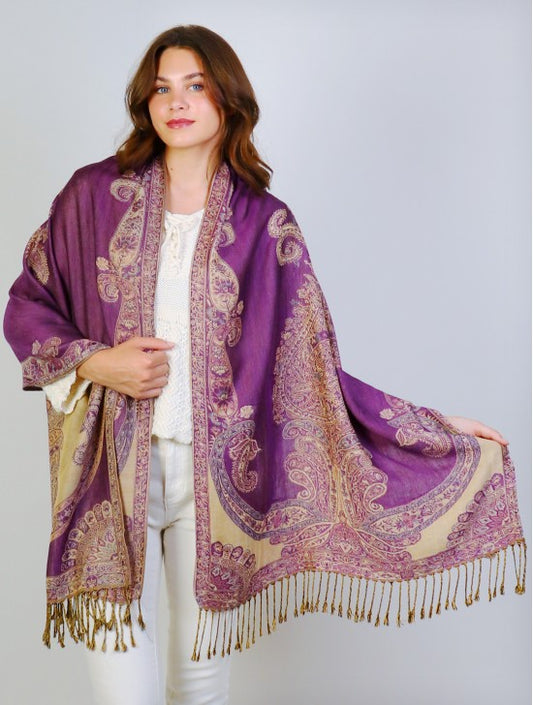 Pashmina - Purple Paisley Print