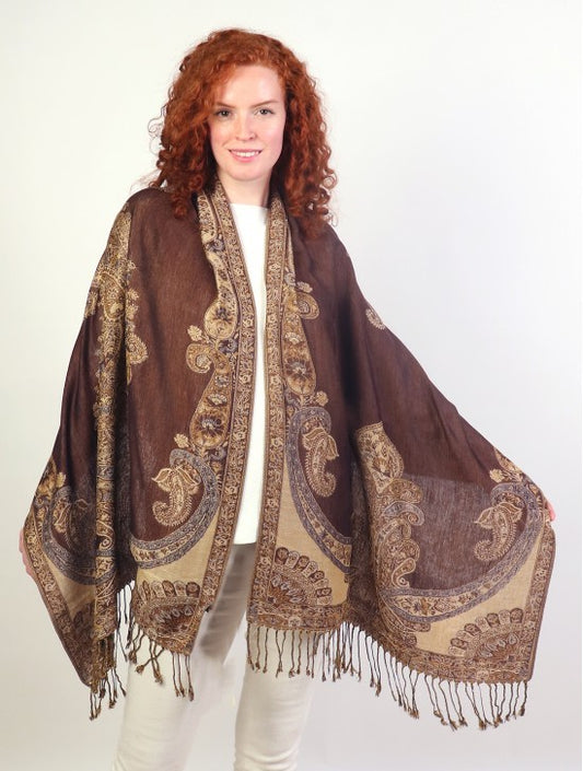 Pashmina - Chocolate Paisley Print