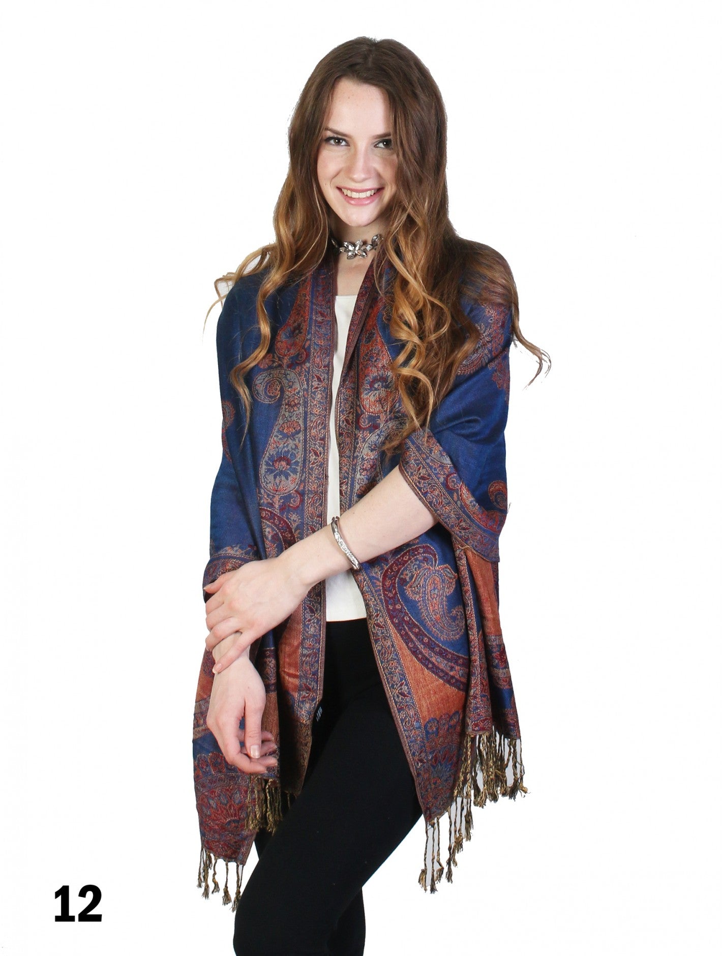 Pashmina - Royal Blue Paisley Print