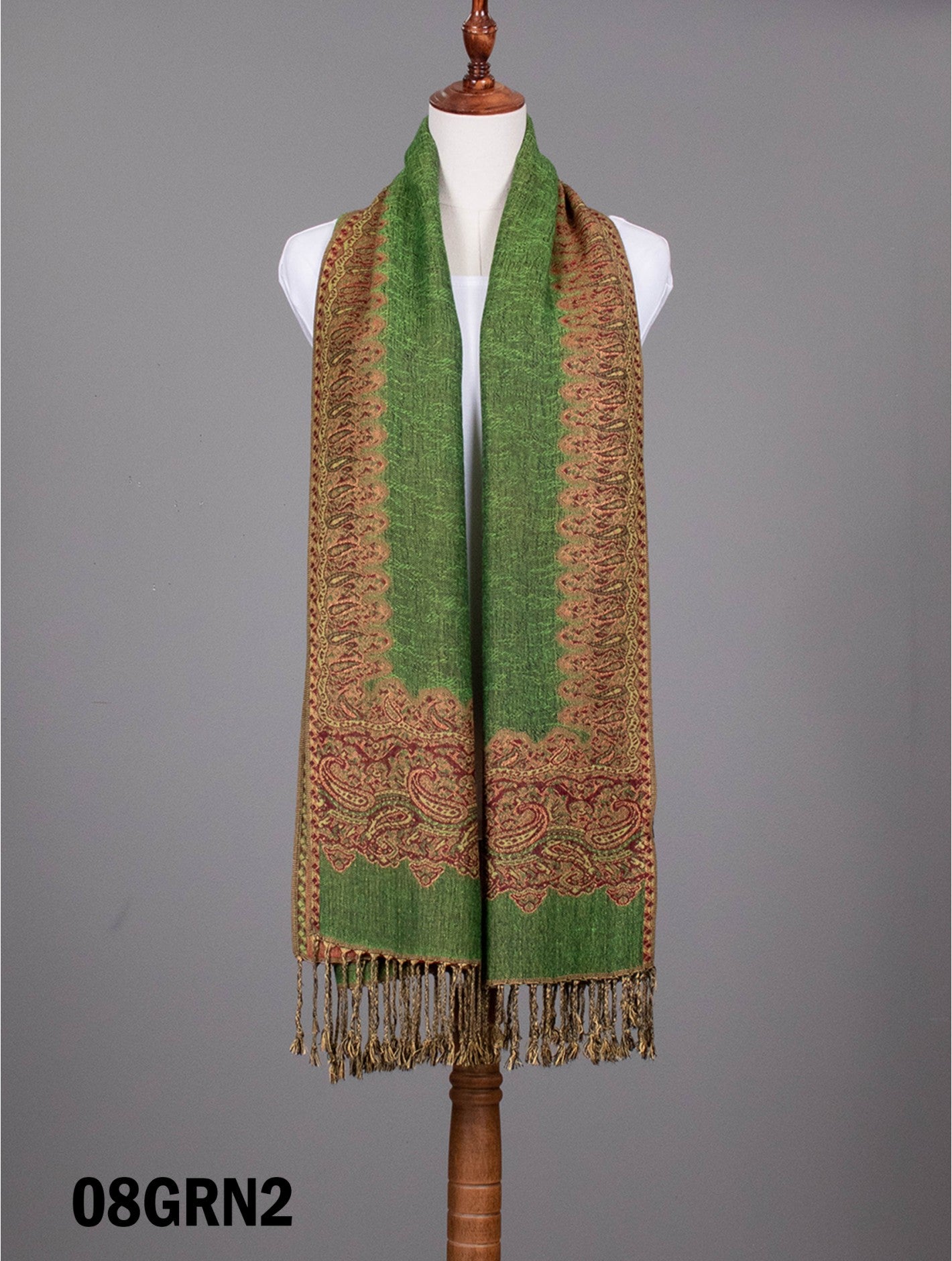 Pashmina - Green Paisley Print