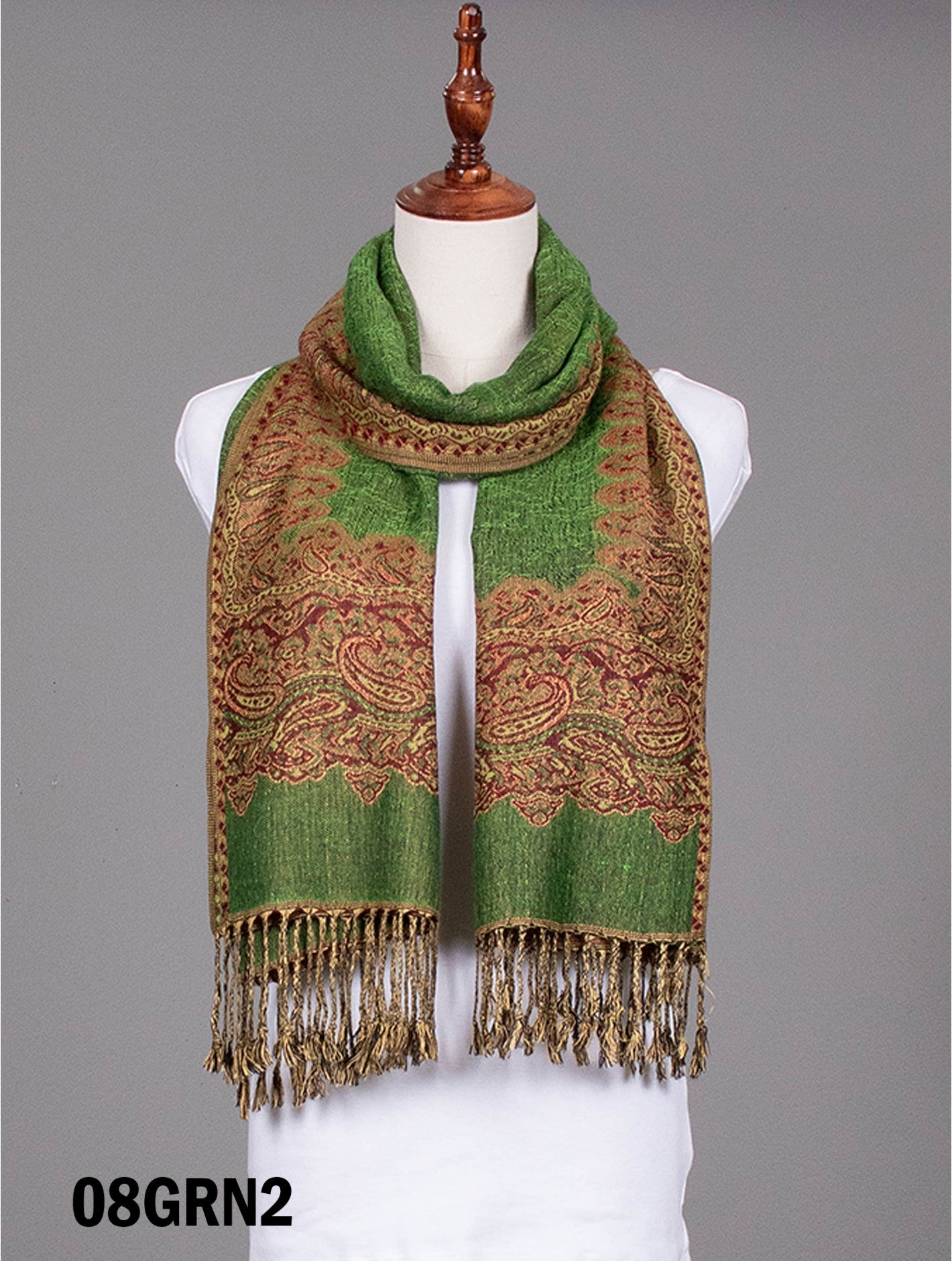 Pashmina - Green Paisley Print