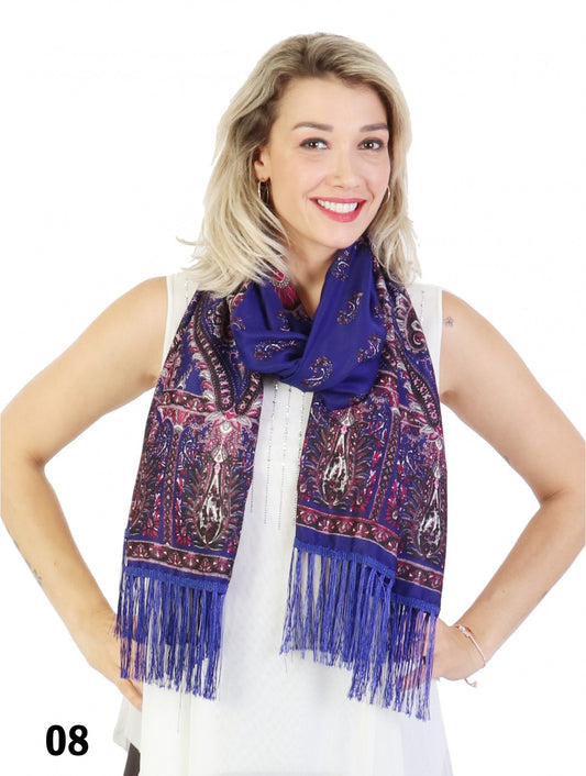 Pashmina - Blue Paisley Print