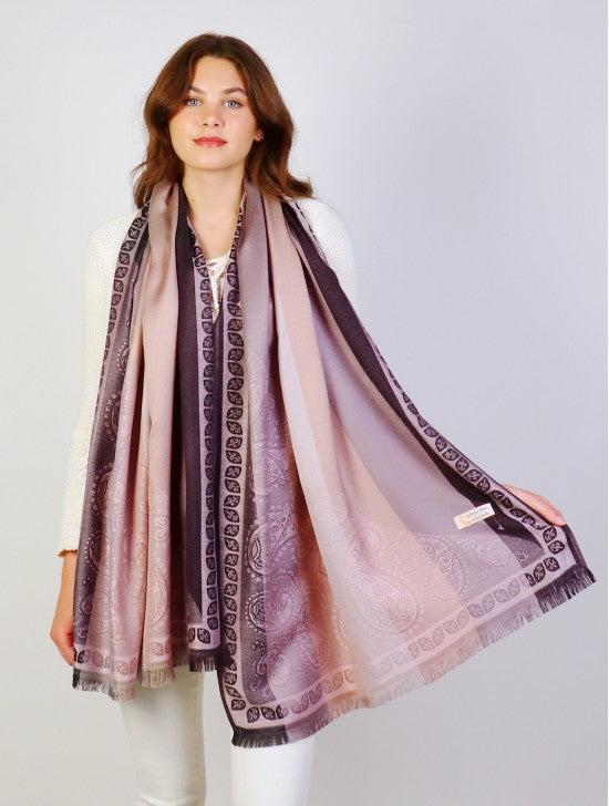 Pashmina - Pink & Purple Paisley Print