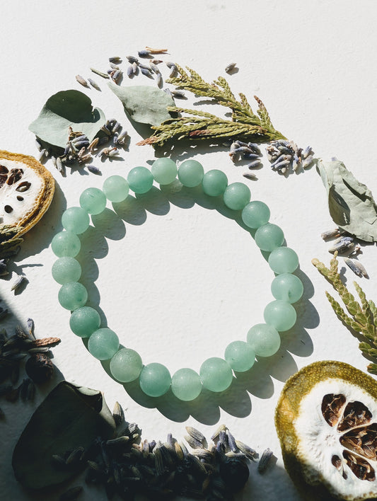 Matte Green Aventurine Gemstone Bracelet 8mm