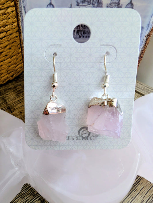 Rough Point Rose Quartz Earrings