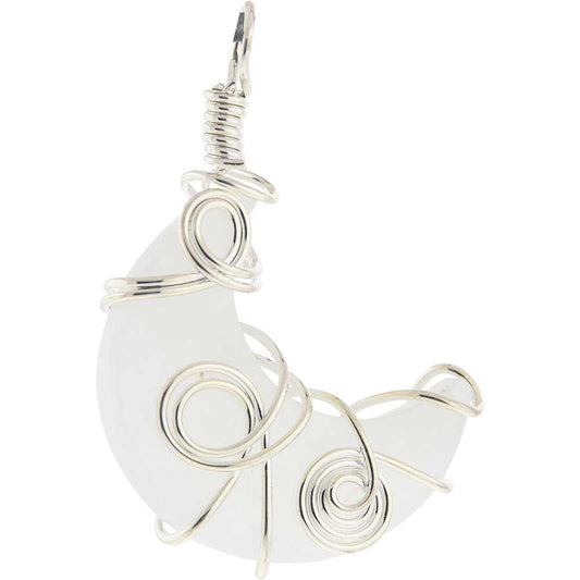 White Agate Moon Pendant