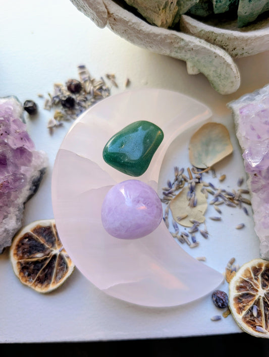 Pink Calcite Crescent Moon Bowl