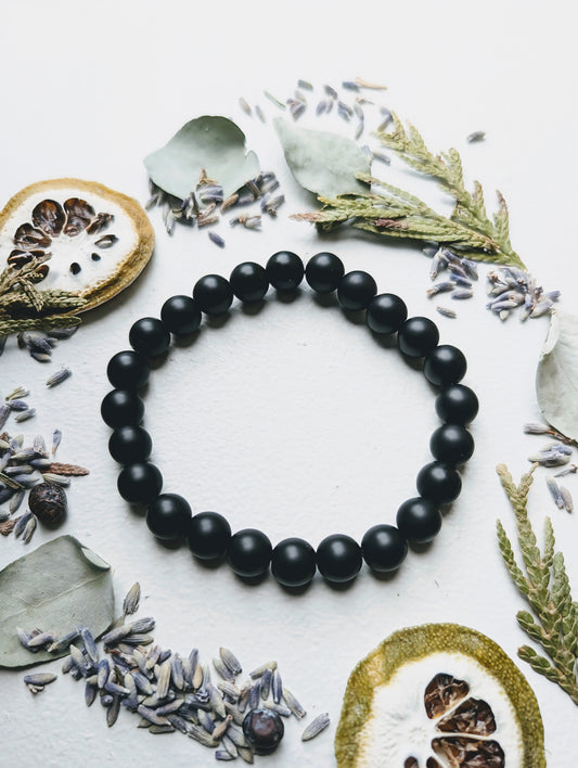 Matte Black Obsidian Gemstone Bracelet 8mm