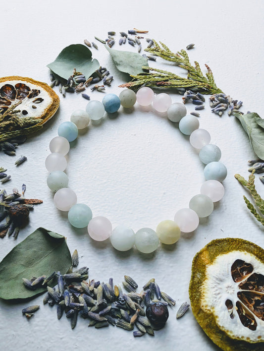 Matte Morganite Gemstone Bracelet 8mm