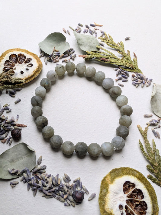 Matte Labradorite Gemstone Bracelet 8mm