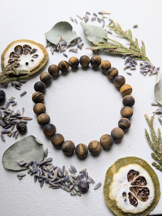 Matte Tiger Eye Gemstone Bracelet 8mm