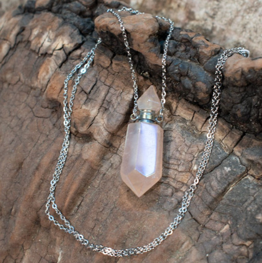 Rose Quartz Aura Perfume Necklace