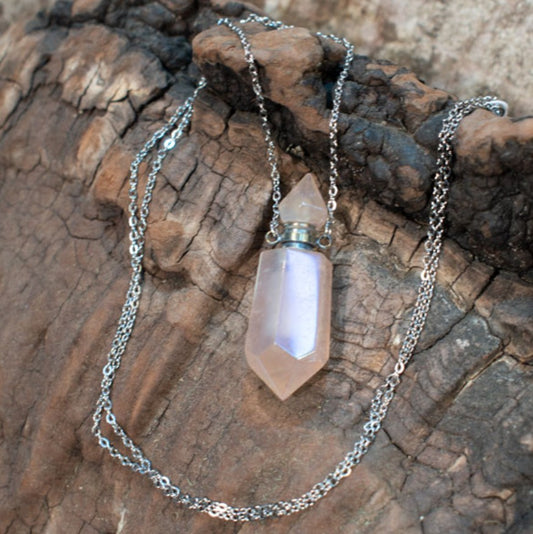 Rose Quartz Aura Perfume Necklace