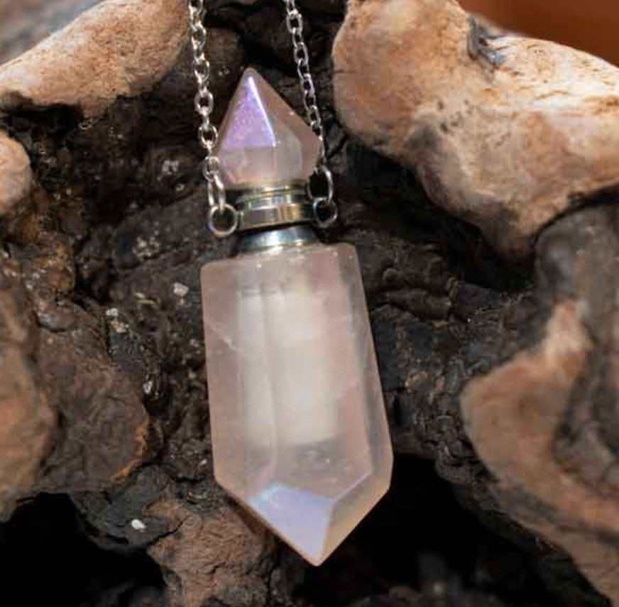 Rose Quartz Aura Perfume Necklace