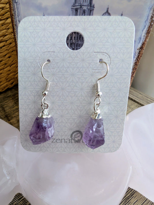 Rough Point Amethyst Earrings
